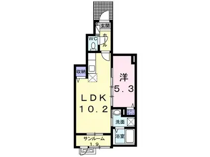 フル ハウス(1LDK/1階)の間取り写真