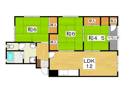シャルル香里園(3LDK/2階)の間取り写真