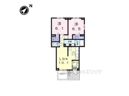 GRAND SUN HILLS(2LDK/1階)の間取り写真