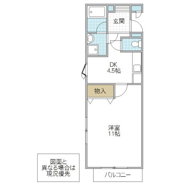 フォーライフグリーン C(1DK/1階)の間取り写真