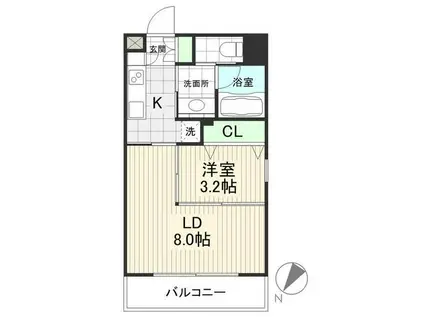 ウィンドシティ根岸(1LDK/5階)の間取り写真
