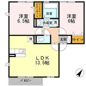 ル・シエル・エトワール III(2LDK/2階)の間取り写真