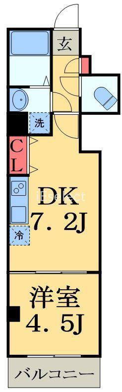 サザンクロス東千葉(1DK/6階)の間取り写真