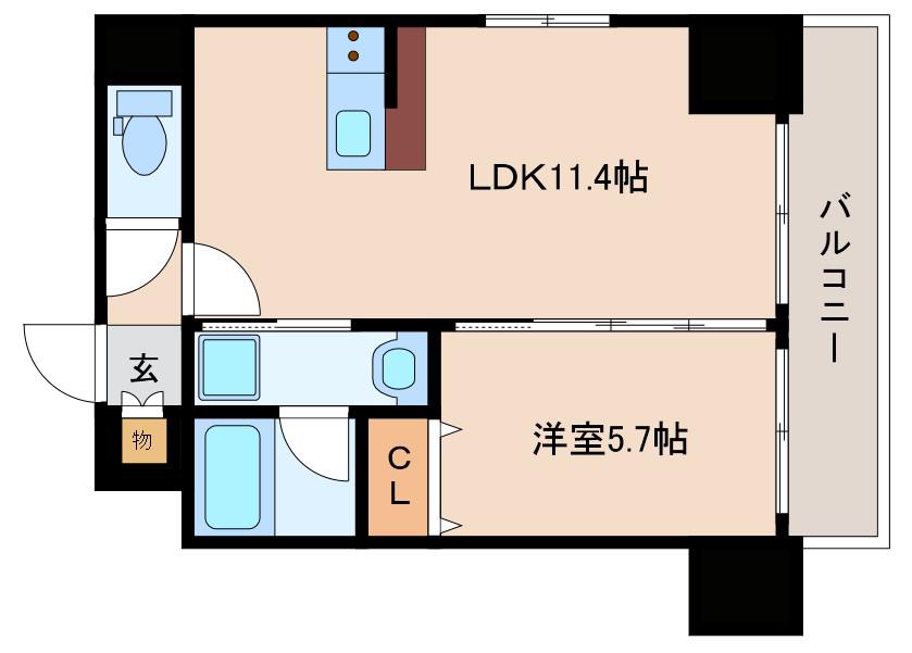 ORSUS新大阪(1LDK/12階)の間取り写真