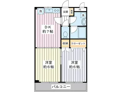 プラザ・ステビア(2DK/4階)の間取り写真