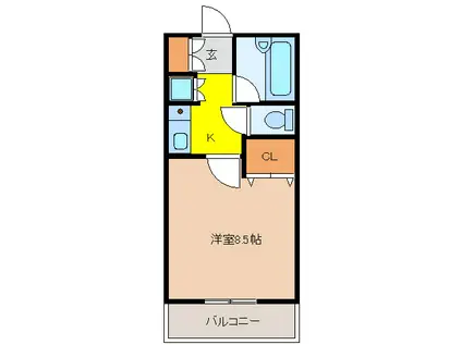 ハピネス(1K/1階)の間取り写真