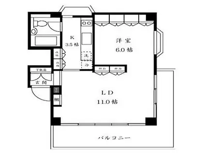 ISOフラット(1LDK/2階)の間取り写真