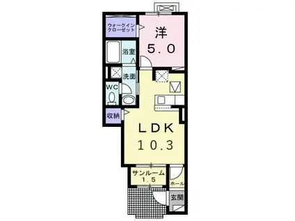 TSハウス III(1LDK/1階)の間取り写真