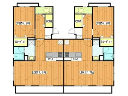 ハイミクス海老塚(1LDK/1階)の間取り写真