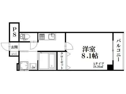 サンドール十二番館(1K/2階)の間取り写真