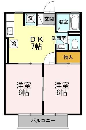 サンロイヤル(2DK/2階)の間取り写真