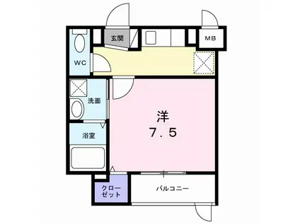 ヒカルサ神戸垂水山手(1K/3階)の間取り写真