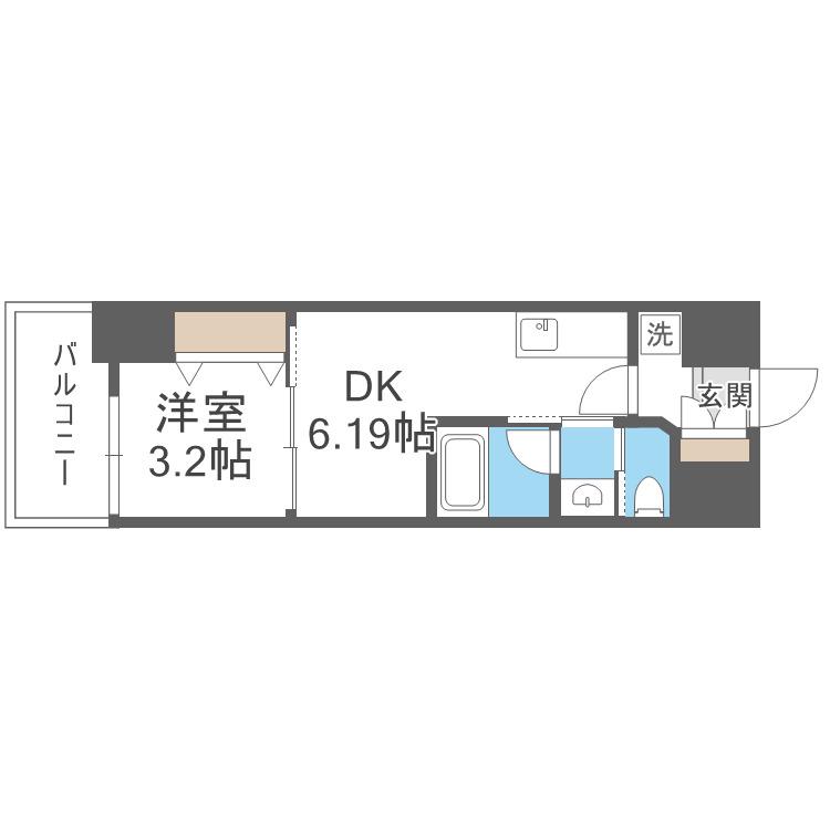 弁天町プライマリーワン(1DK/8階)の間取り写真