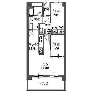 三向ハイツ元今泉(2LDK/7階)の間取り写真
