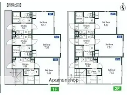 HEIM GREEN(1K/2階)の間取り写真