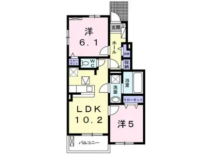 エトワール・シェル(2LDK/1階)の間取り写真