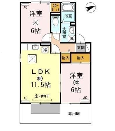 プレミール(2LDK/1階)の間取り写真