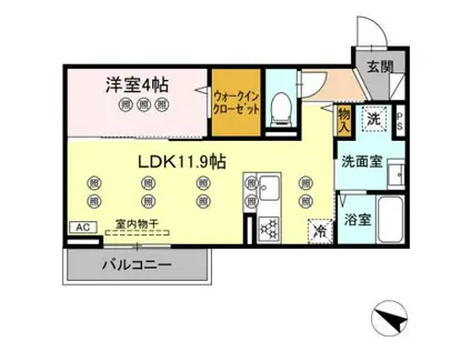サンガーデン新山口 B(1LDK/3階)の間取り写真