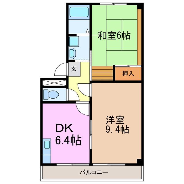 WING香久山(2DK/2階)の間取り写真