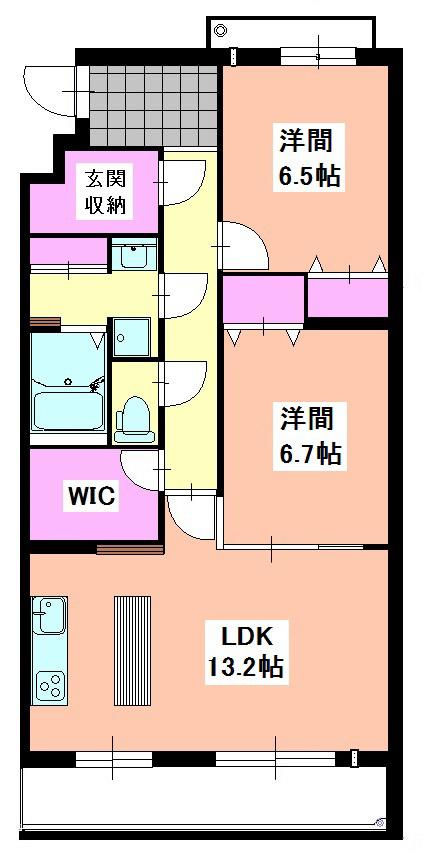 グランシャトーIII(2LDK/2階)の間取り写真
