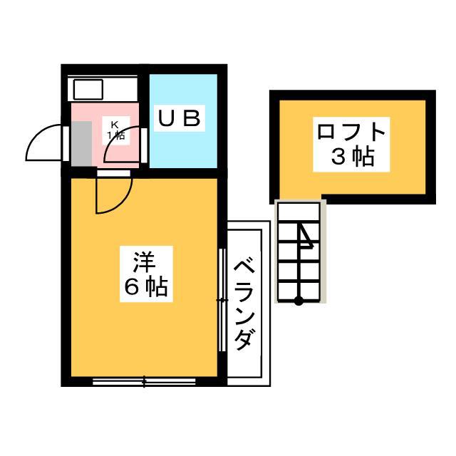 ジュネパレス津田沼第8(1K/2階)の間取り写真