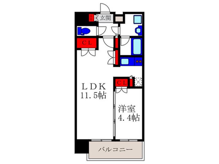 レジデンスエアポート(1LDK/11階)の間取り写真
