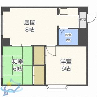 クィーン南5条(2LDK/2階)の間取り写真