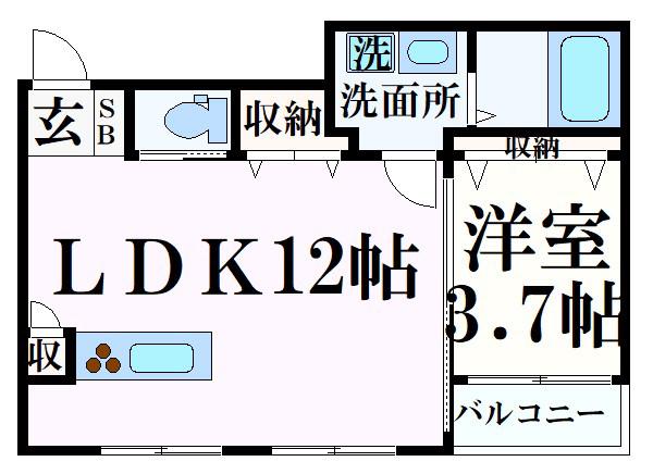 コティ姫路北条(1LDK/1階)の間取り写真