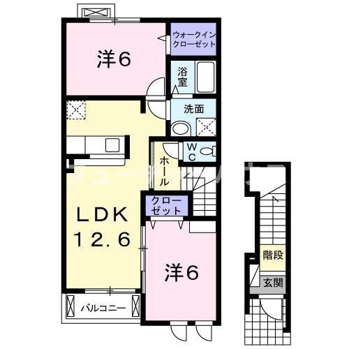 ヴェルーデ(2LDK/2階)の間取り写真