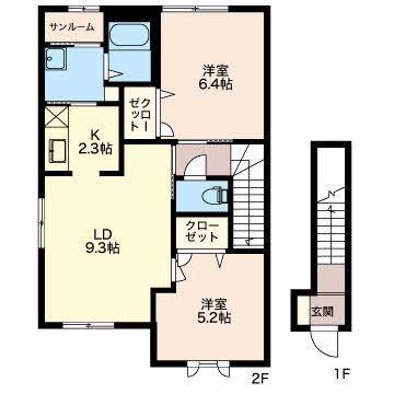 センチュリーハイツ(2LDK/2階)の間取り写真