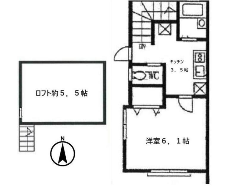 アイエリア太子堂(1K/2階)の間取り写真