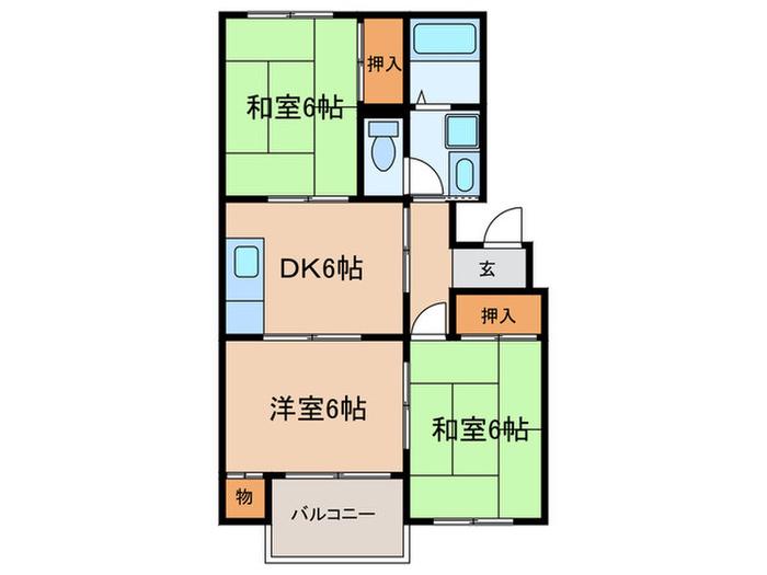 グリーンエイトII(3DK/2階)の間取り写真