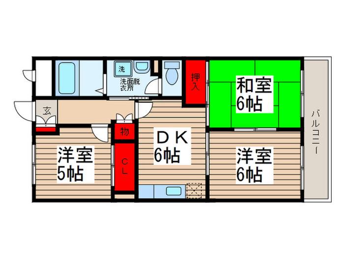 グレース松戸III(3DK/1階)の間取り写真