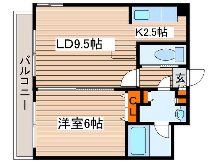 レインボータウン24(1LDK/6階)の間取り写真