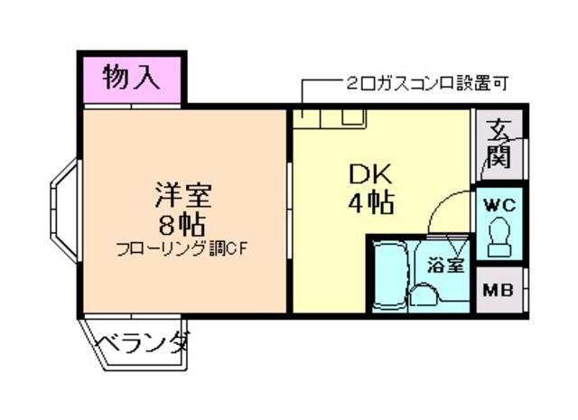 プレザントハウス(1K/2階)の間取り写真