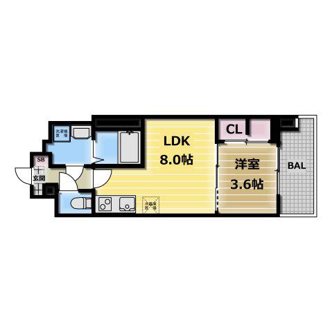 ALIVIS緑橋(1LDK/4階)の間取り写真