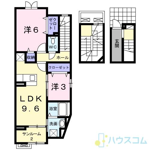グランデ-ジ(2LDK/3階)の間取り写真
