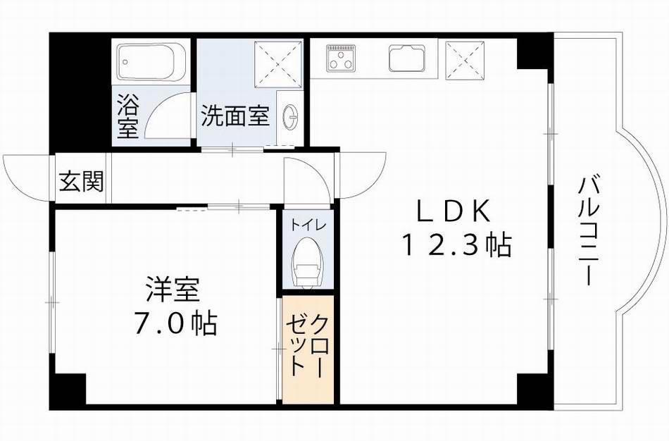 ライフ北梅田(1LDK/5階)の間取り写真