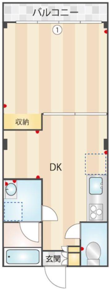 プレール池上(1DK/4階)の間取り写真