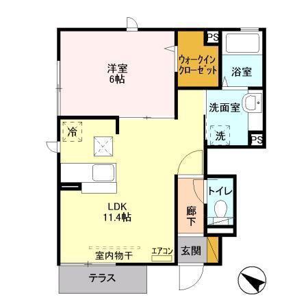 クオシス(1LDK/1階)の間取り写真