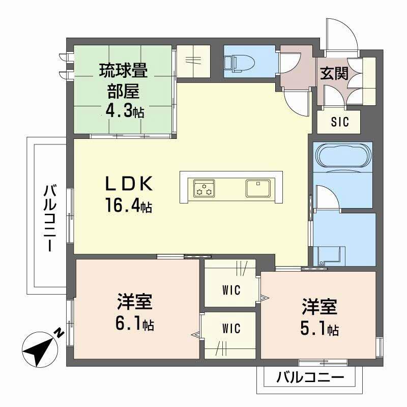 LUCE帯山西(3LDK/3階)の間取り写真
