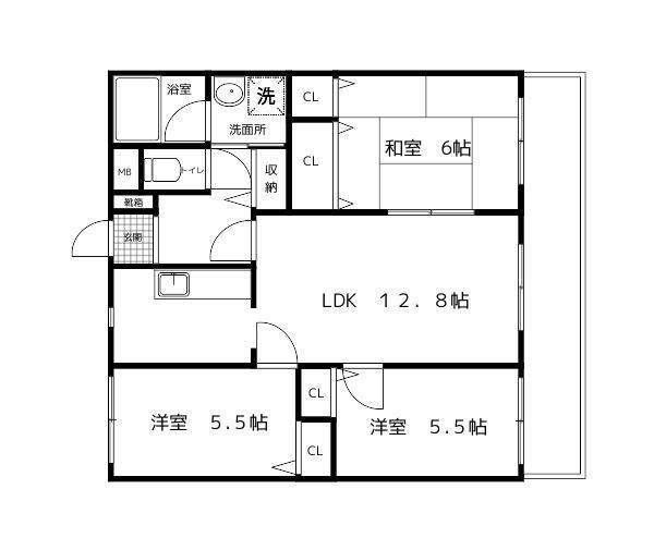 サンヴェール坊垣(3LDK/6階)の間取り写真