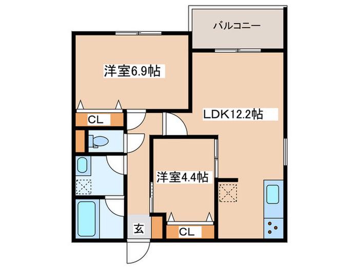 アニバーサリー由比ケ浜(2LDK/2階)の間取り写真