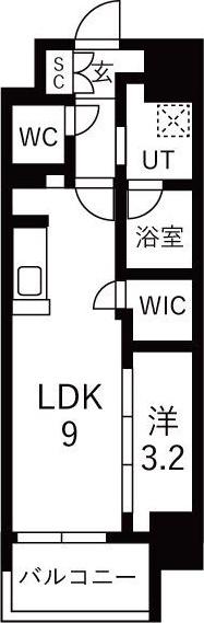 メイクスアート名駅ウエスト(1LDK/10階)の間取り写真