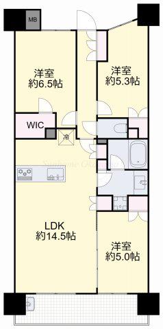 アトラス倉敷ル・サンク(3LDK/6階)の間取り写真