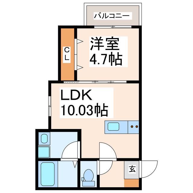BRAVEBASE砂原II(1LDK/2階)の間取り写真