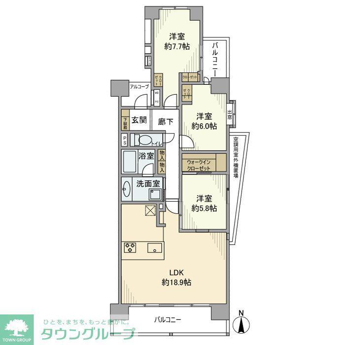 レクセルプラザ橋本(3LDK/12階)の間取り写真