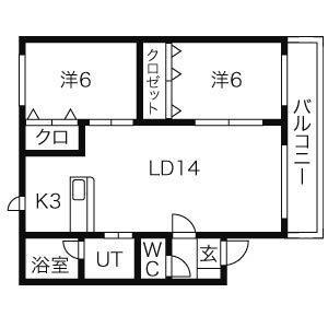 バティール本通II(2LDK/3階)の間取り写真