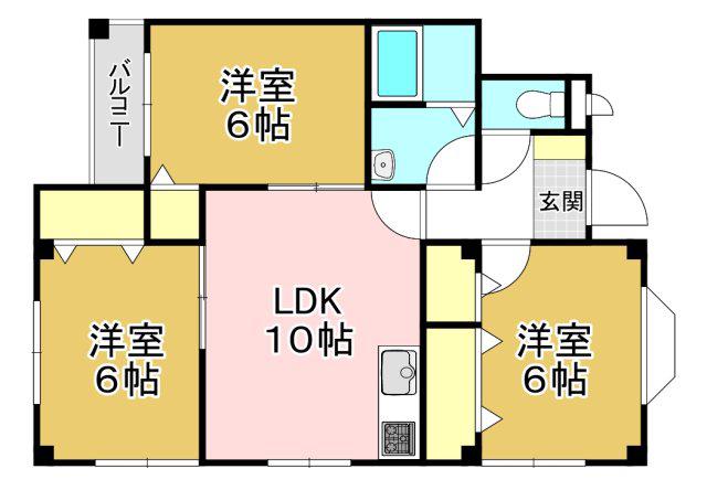 和楽 壱番館(3LDK/3階)の間取り写真