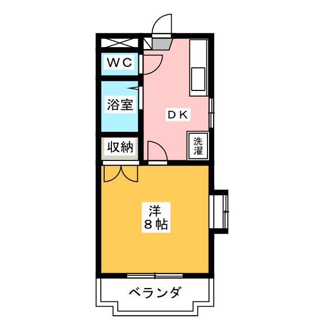 シャトレ鳥之瀬(1DK/2階)の間取り写真